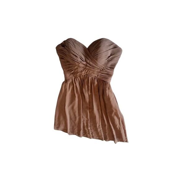 Bill Levkoff Cream Brown Strapless Cocktail Dress Size 4 - Picture 2 of 6